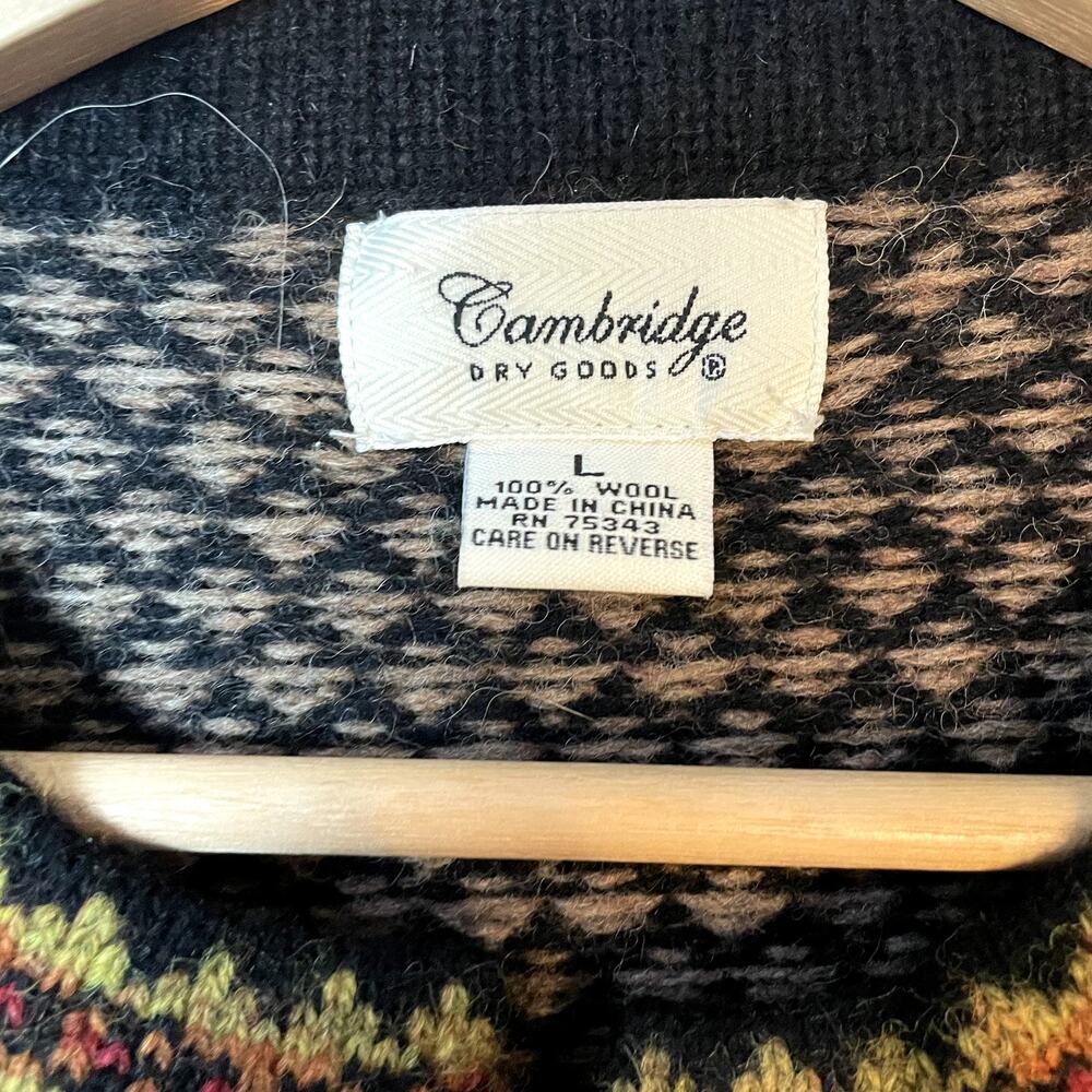 VTG Cambridge Dry Goods Nordic Fair Isle 100% Wool Sweater Women's Large - Picture 8 of 12